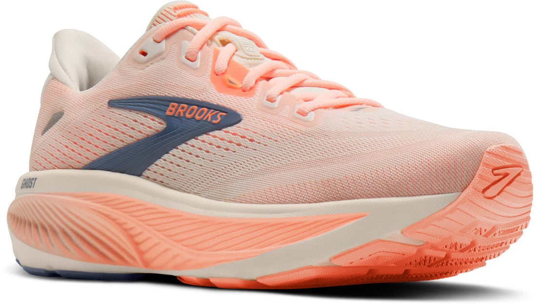 WOMEN'S BROOKS GHOST 18 | STAR WHITE / CYBER PEACH / GREY