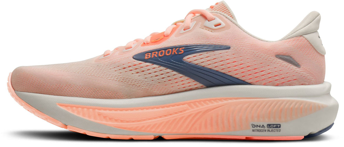 WOMEN'S BROOKS GHOST 18 | STAR WHITE / CYBER PEACH / GREY