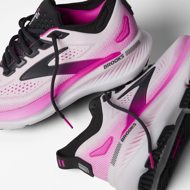 WOMEN'S BROOKS GLYCERIN 23 | WHITE / PHANTOM / CYBER PINK