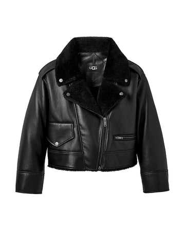 WOMEN'S UGG FINNIAN LUXE FLUFF MOTO JACKET | BLACK