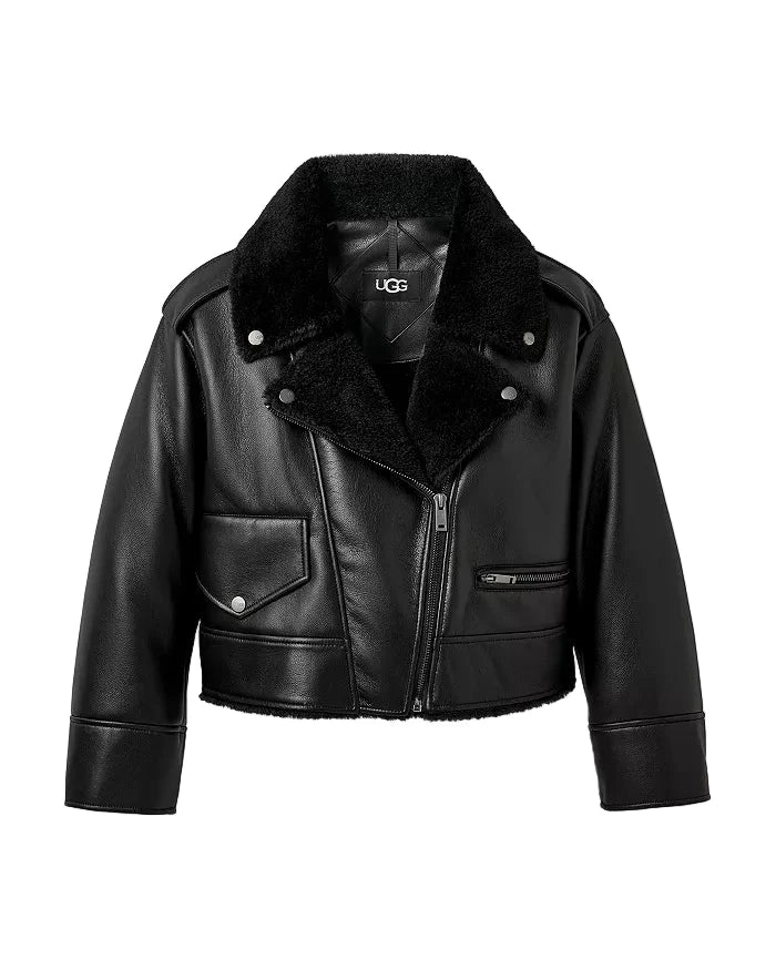 WOMEN'S UGG FINNIAN LUXE FLUFF MOTO JACKET | BLACK