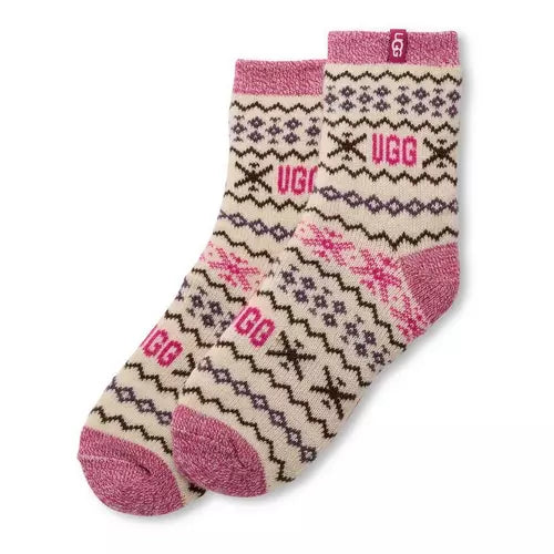 WOMEN'S UGG CRESSIDA COZY QUARTER SOCKS | CREAM MULTI UGGISLE