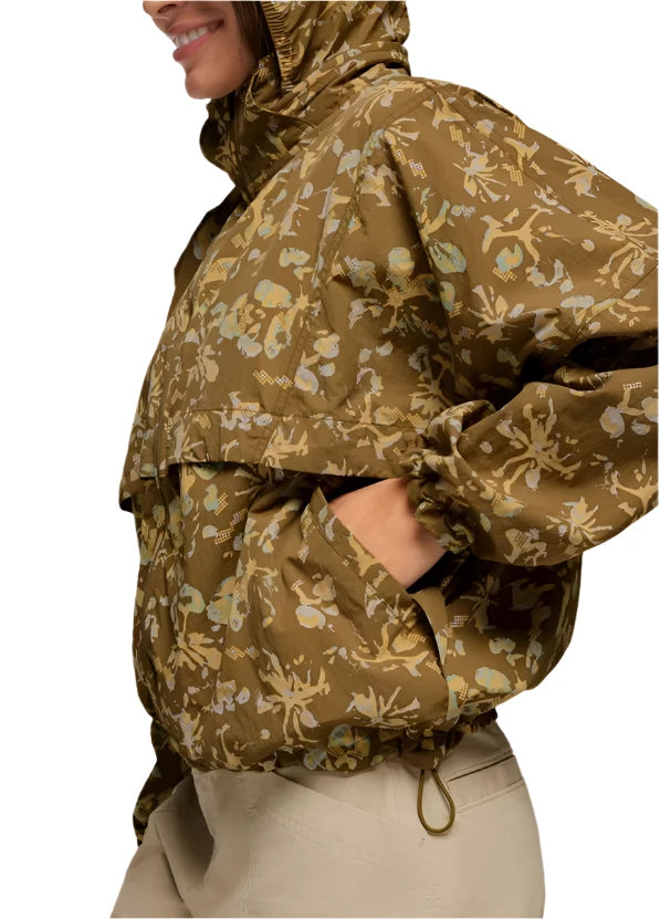 WOMEN'S PRANA ENCINITAS WINDBREAKER | RETRO OLIVE DIGIBLOOM