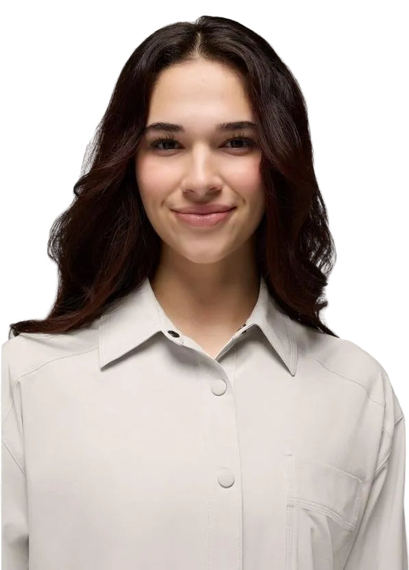 WOMEN'S PRANA RAILAY OVERSIZED BUTTON DOWN | ALMOND