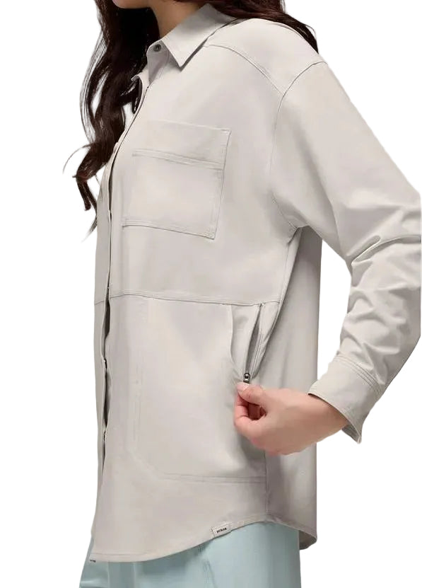 WOMEN'S PRANA RAILAY OVERSIZED BUTTON DOWN | ALMOND