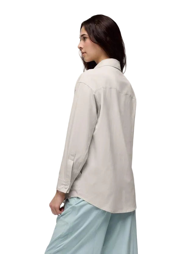 WOMEN'S PRANA RAILAY OVERSIZED BUTTON DOWN | ALMOND