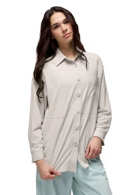 WOMEN'S PRANA RAILAY OVERSIZED BUTTON DOWN | ALMOND