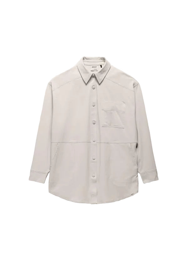 WOMEN'S PRANA RAILAY OVERSIZED BUTTON DOWN | ALMOND