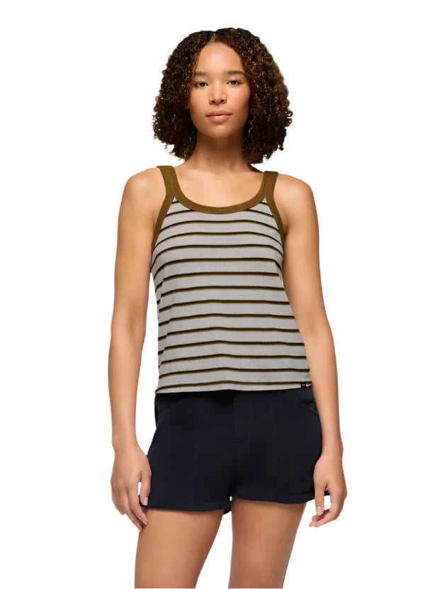 WOMEN'S PRANA COZY UP TANK | RETRO OLIVE STRIPE