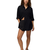 WOMEN'S PRANA HIDEAWAYS BUTTON DOWN TOP | BLACK