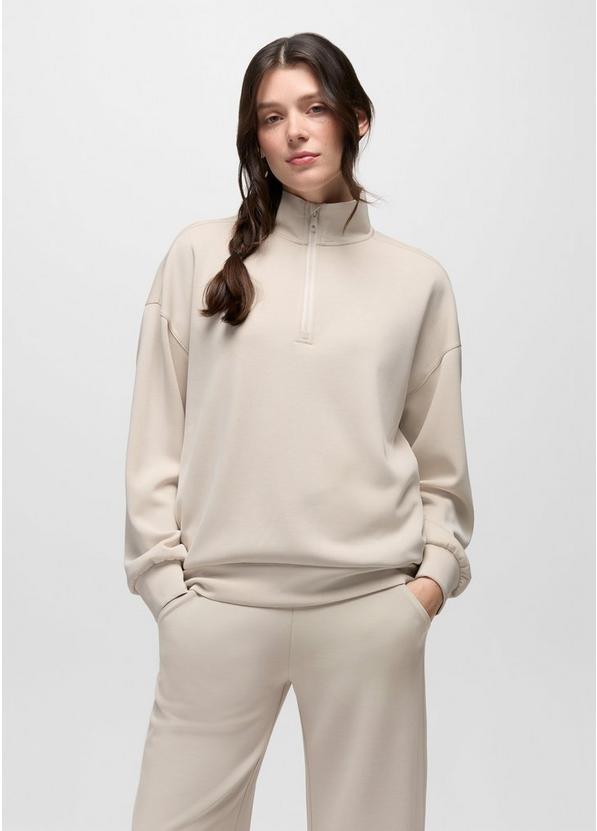 WOMEN'S PRANA SHEA SOFT RELAXED HALF ZIP | ALMOND