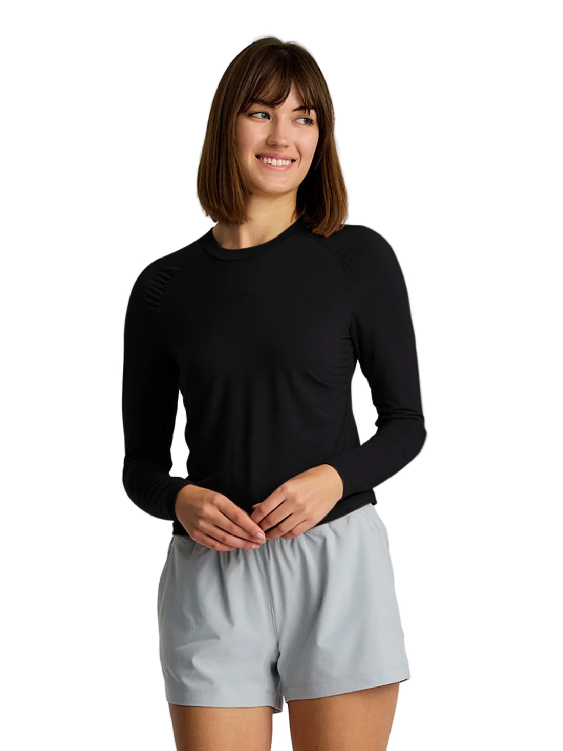 WOMEN'S FREE FLY ELEVATE LIGHTWEIGHT FITTED LONG SLEEVE | BLACK
