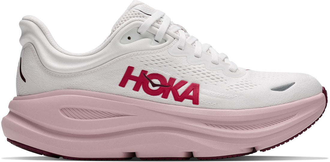 WOMEN'S HOKA BONDI 9 | WHITE / PINK  OPAL
