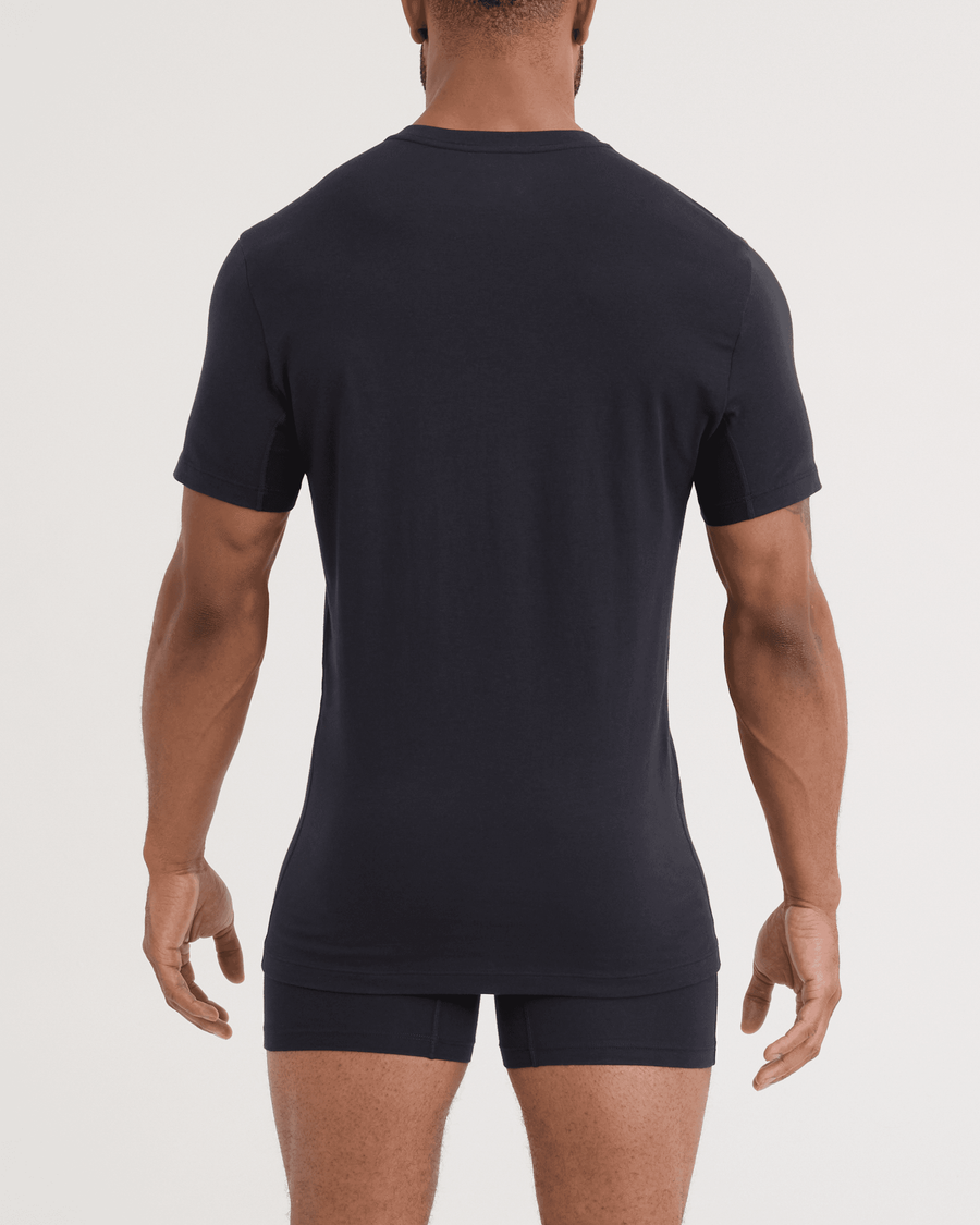 MEN'S SAXX DROPTEMP DRY COTTON UNDERSHIRT V NECK 2 PACK | BLACK