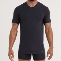 MEN'S SAXX DROPTEMP DRY COTTON UNDERSHIRT V NECK 2 PACK | BLACK
