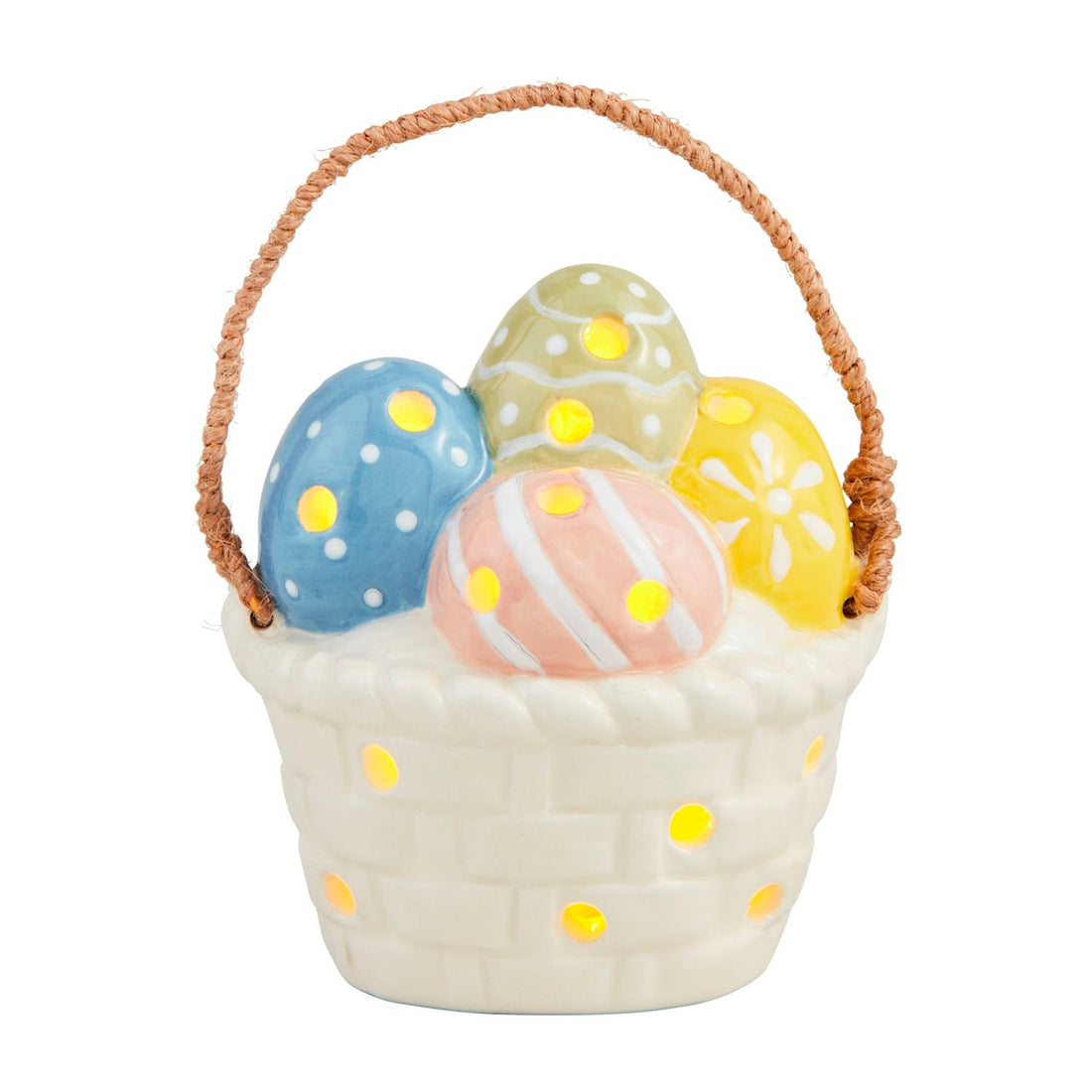 MUDPIE LIGHT UP EASTER BASKET SITTER | WHITE