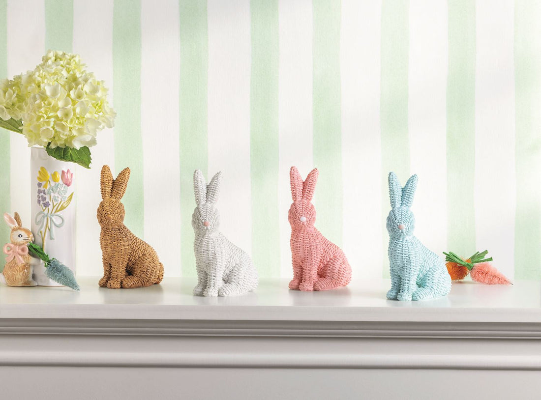 MUDPIE WICKER RESIN BUNNY | ASSORTED COLORS