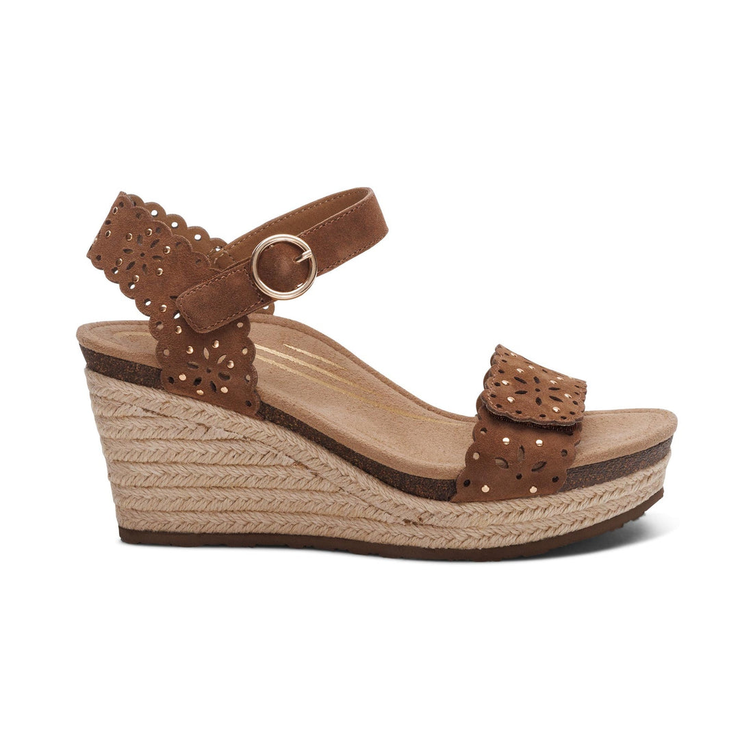 WOMEN'S AETREX SYDNEY QUARTER STRAP ESPADRILLE WEDGE | SCOTCH CUTOUT