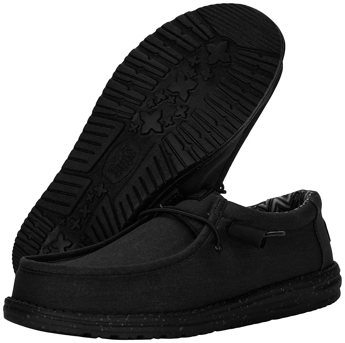MEN'S HEY DUDE WALLY STRETCH CANVAS | BLACK / BLACK