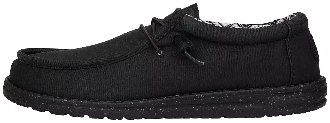 MEN'S HEY DUDE WALLY STRETCH CANVAS | BLACK / BLACK
