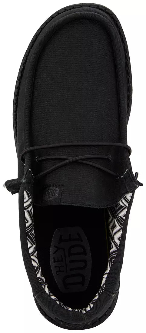 MEN'S HEY DUDE WALLY STRETCH CANVAS | BLACK / BLACK