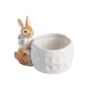 MUDPIE BLUE BOW BUNNY DISH | WHITE
