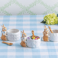 MUDPIE PINK BOW BUNNY DISH | WHITE