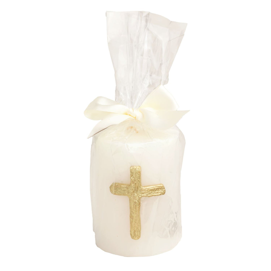 MUDPIE CROSS GOLD ICON PILLAR CANDLE