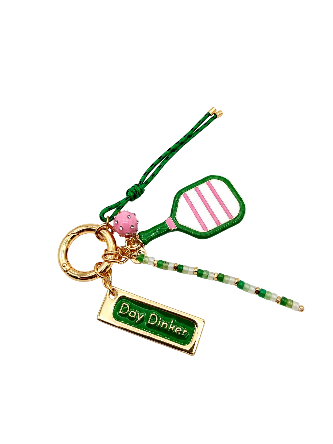 PICKLEBALL BAG CHARM "DAY DINKER" LUXURY GOLD ACCESSORY KEYCHAIN | GOLD