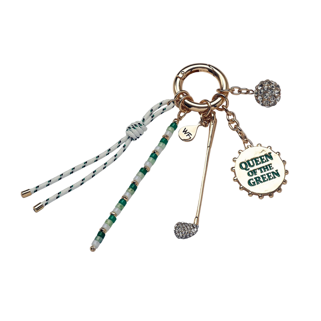 QUEEN OF THE GREEN GOLF BAG CHARM LUXURY GOLD ACCESSORY AND KEYCHAIN | GOLD