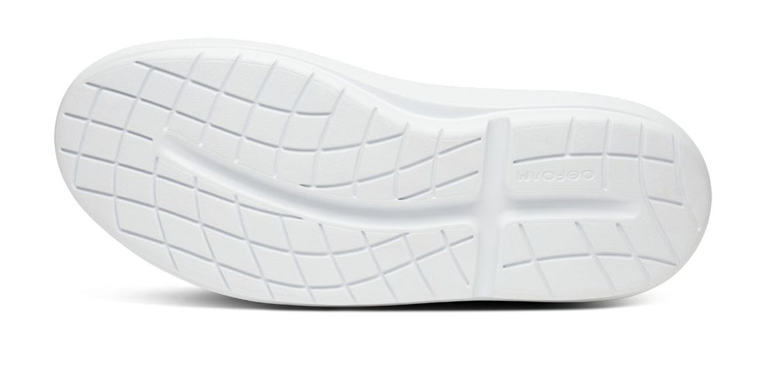 MEN'S OOFOS OOMG+ CLUB SLIP ON LEATHER SHOE | BLACK | WHITE