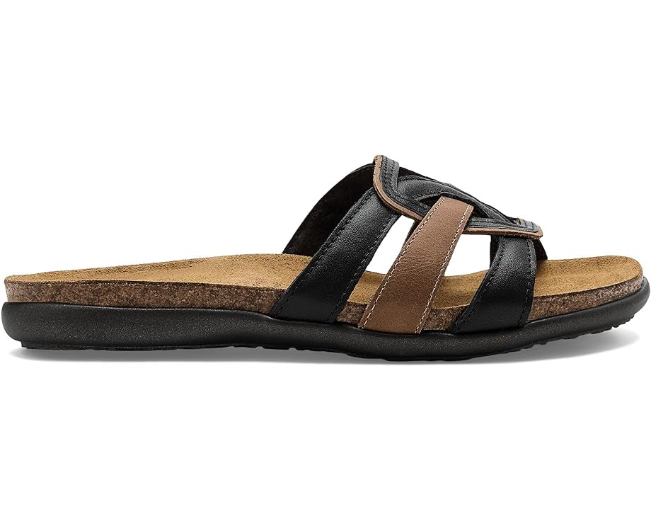 WOMENS NAOT LIV SLIP ON SANDAL | JET BLACK | LATTE COMBO
