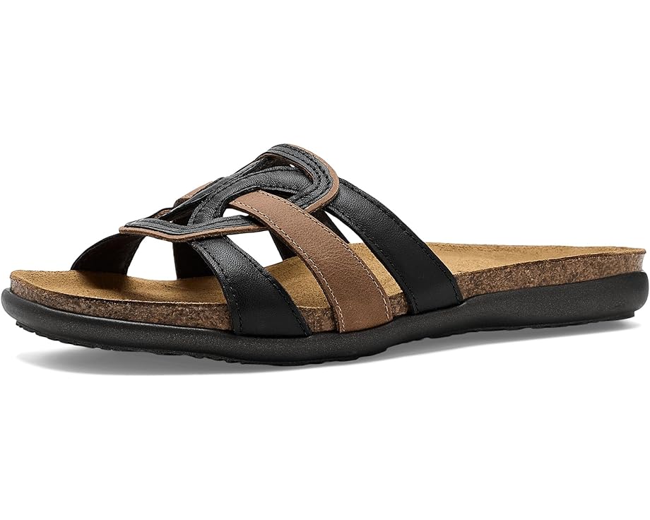 WOMENS NAOT LIV SLIP ON SANDAL | JET BLACK | LATTE COMBO