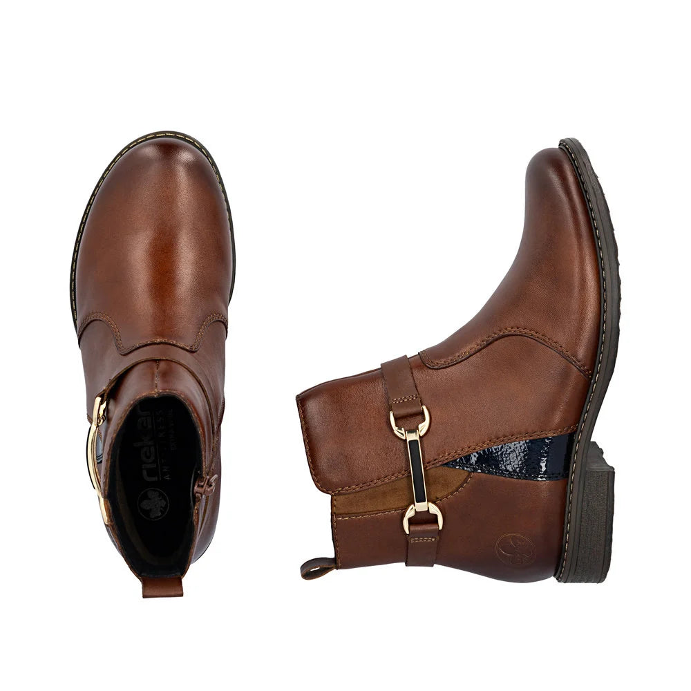WOMEN'S RIEKER ORNELLA 56 | COGNAC / MIDNIGHT / NUSS / REH
