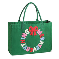 MUDPIE HOLIDAY BOUCLE TOTE | RED