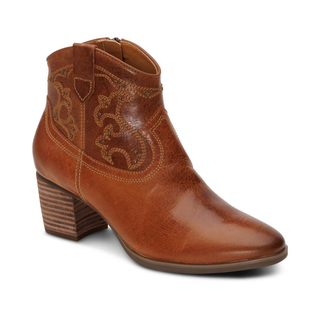 WOMEN'S AETREX REAGAN HEEL BOOT | COGNAC