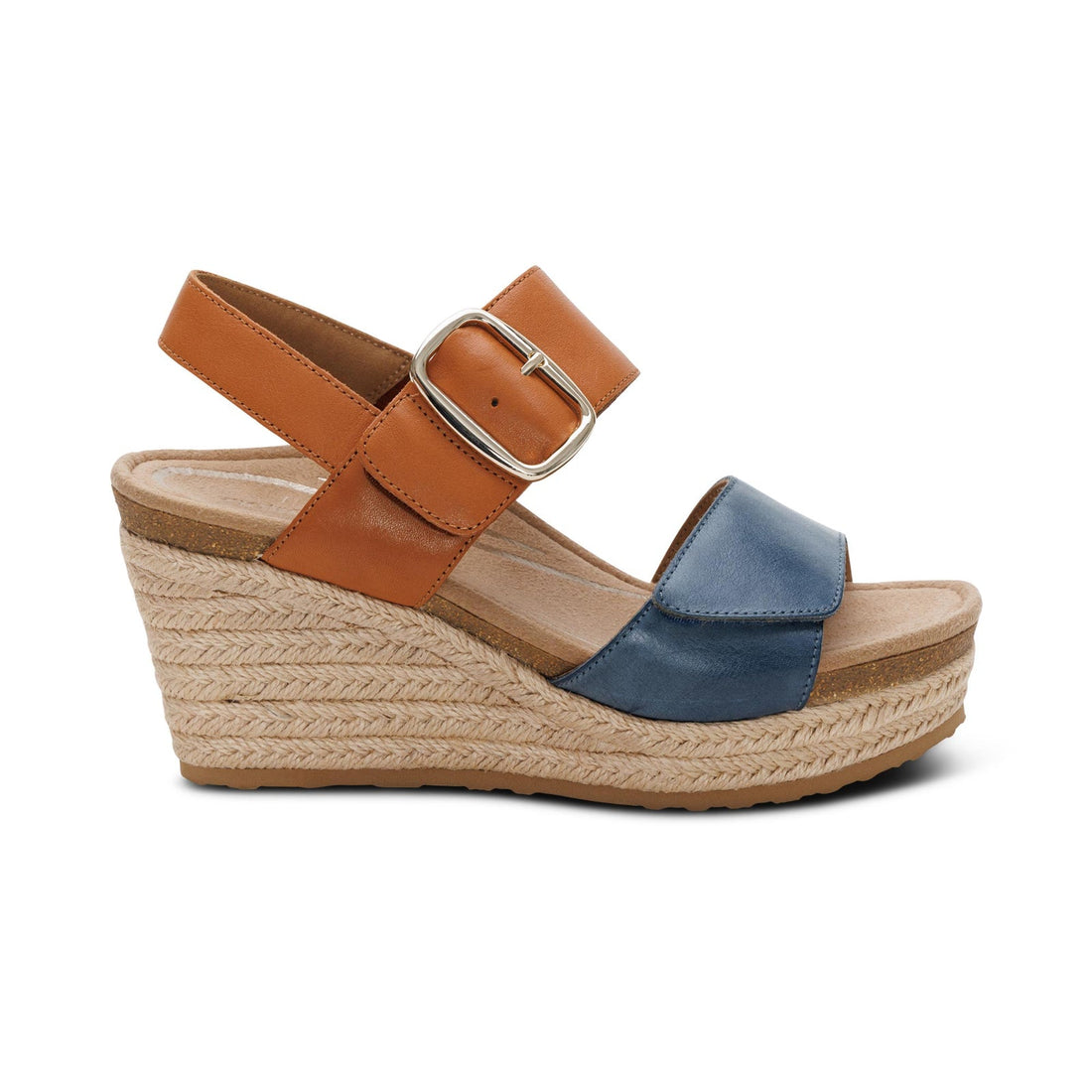 WOMEN'S AETREX ASHLEY ARCH SUPPORT WEDGE SANDAL | HAZY BLUE MULTI