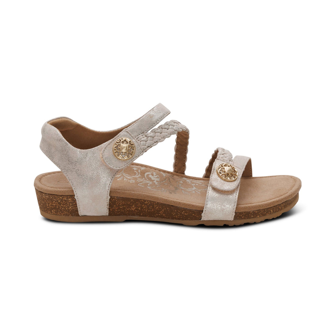 WOMEN'S AETREX JILLIAN BRAIDED QUARTER STRAP SANDAL | CHAMPAGNE