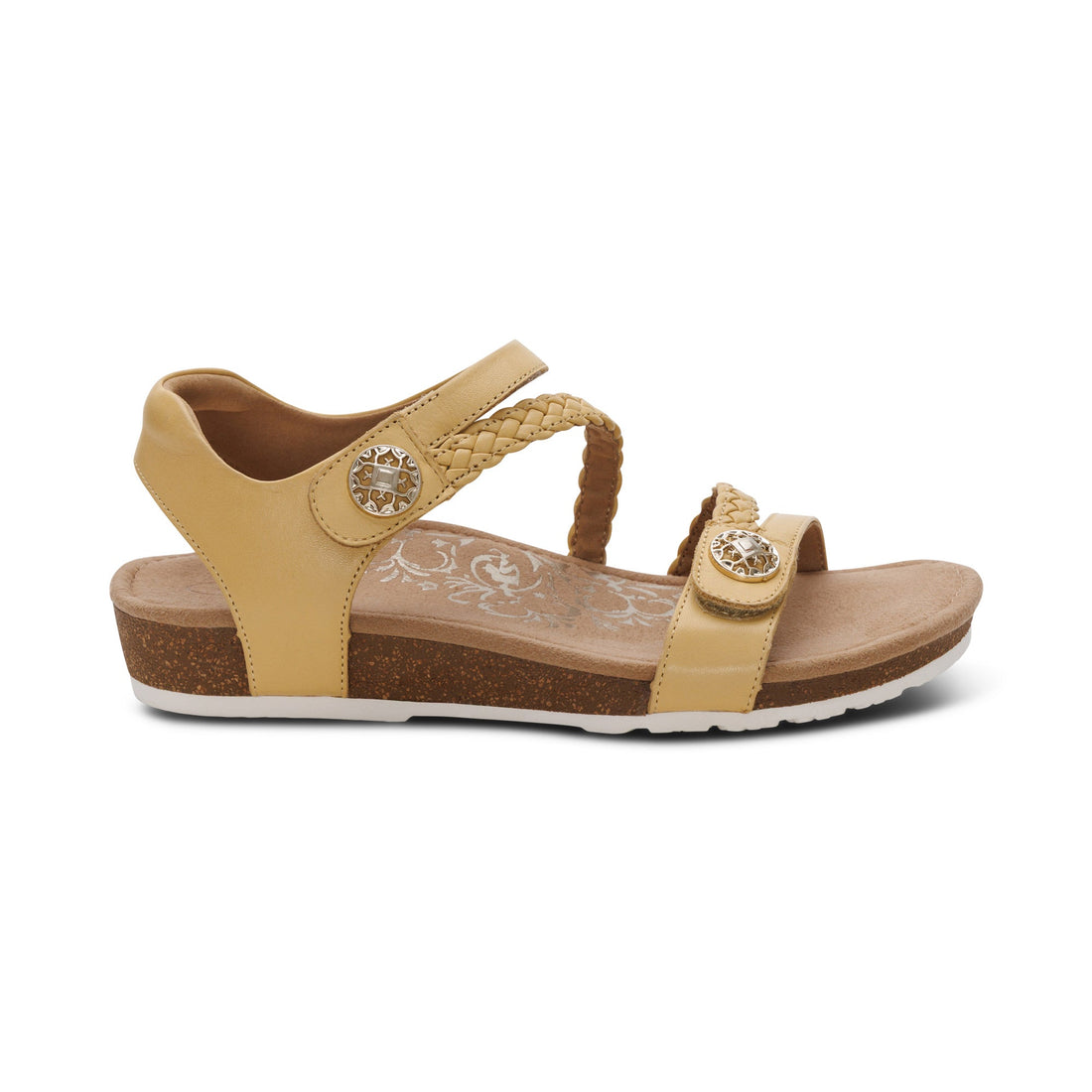 WOMEN'S AETREX JILLIAN BRAIDED QUARTER STRAP SANDAL | BUTTER