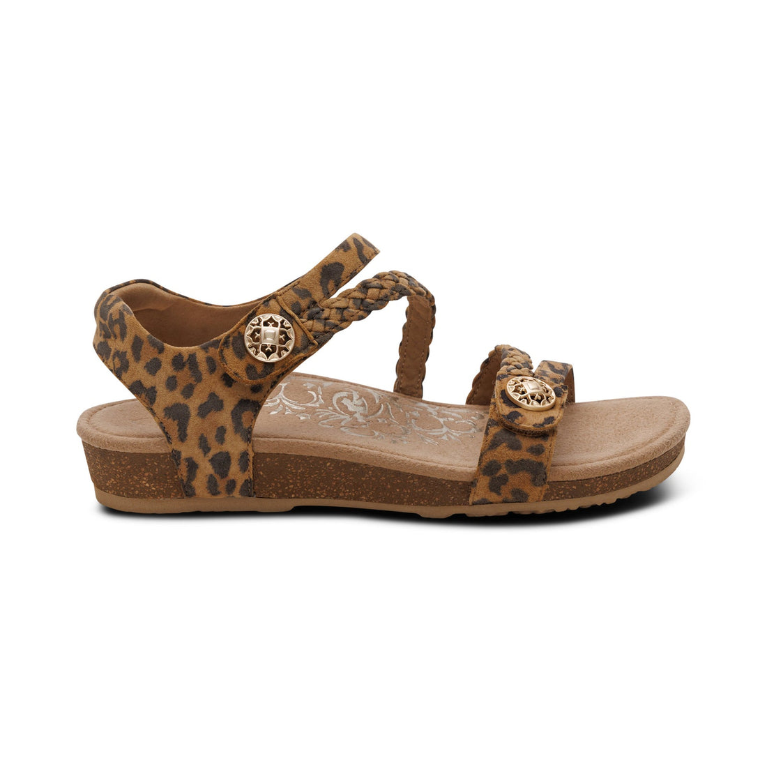 WOMEN'S AETREX JILLIAN BRAIDED QUARTER STRAP SANDAL | LEOPARD