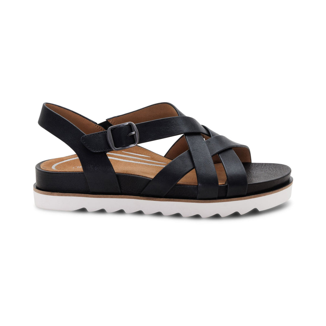 WOMEN'S AETREX CARMEN CROSS BAND ADJUSTABLE SANDAL | BLACK