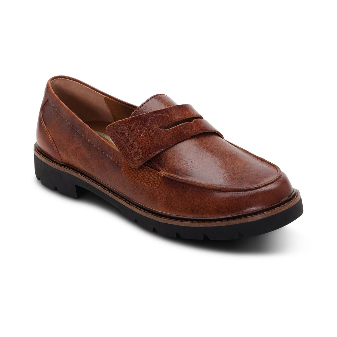 WOMEN'S AETREX COLLETTE LOAFER | COGNAC / BLACK