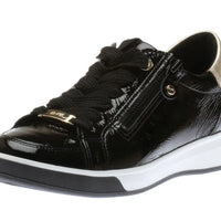 WOMEN'S ARA REI-LOW SNEAKER | BLACK PATENT / PLATINUM METALLIC