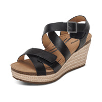 WOMEN'S AETREX ANNA ARCH SUPPORT WEDGE SANDAL | BLACK