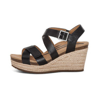 WOMEN'S AETREX ANNA ARCH SUPPORT WEDGE SANDAL | BLACK