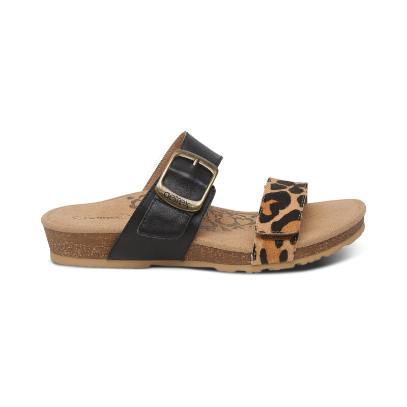 WOMEN'S AETREX DAISY ADJUSTABLE SLIDE | LEOPARD