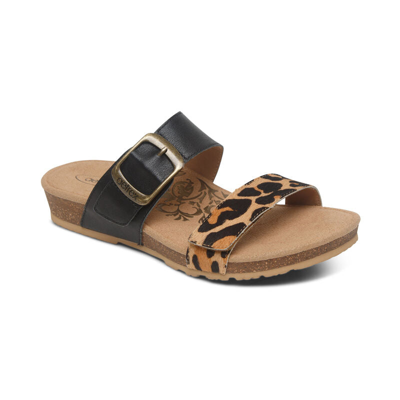 WOMEN'S AETREX DAISY ADJUSTABLE SLIDE | LEOPARD