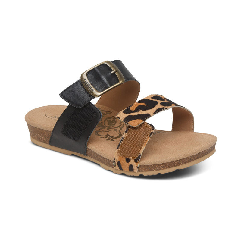 WOMEN'S AETREX DAISY ADJUSTABLE SLIDE | LEOPARD