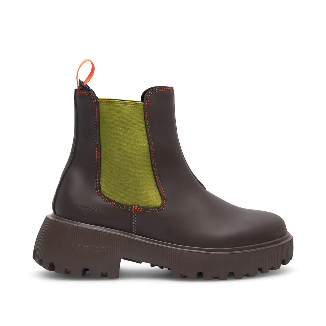 WOMEN'S WODEN AYA WATERPROOF ANKLE BOOTS | CHOCOLATE | BAMBUS GREEN