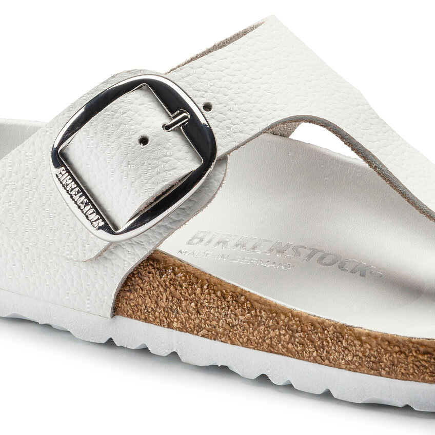 WOMEN'S BIRKENSTOCK GIZEH BIG BUCKLE SANDAL | WHITE LEATHER